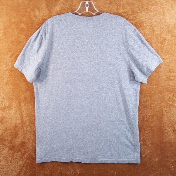 NIKE Mens Shirt Large Gray Pullover Crewneck Logo Red Swoosh Short Sleeve Casual - Picture 6 of 7